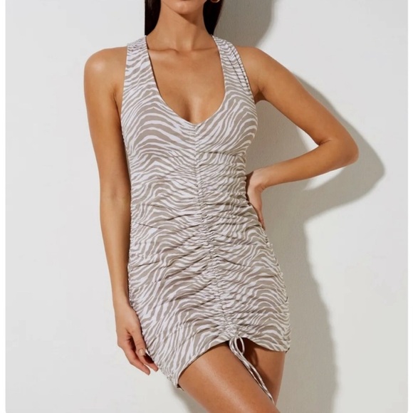 Motel Rocks Ruched Zebra Print Dress - Picture 1 of 5